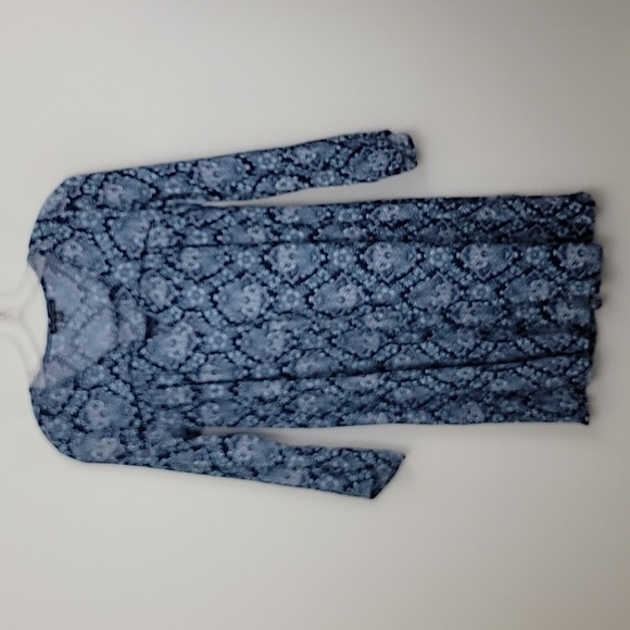 American Eagle Outfitters Blue Print Peasant Style Mini Dress M - Picture 1 of 15